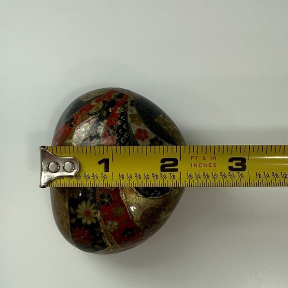 VTG Hand Painted Rock Nancy Miller 1996 Artist Signed Boho Floral Gold Black Red - Picture 7 of 12